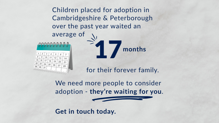 image shows that on average children placed for adoption wait 17 months to be adopted.